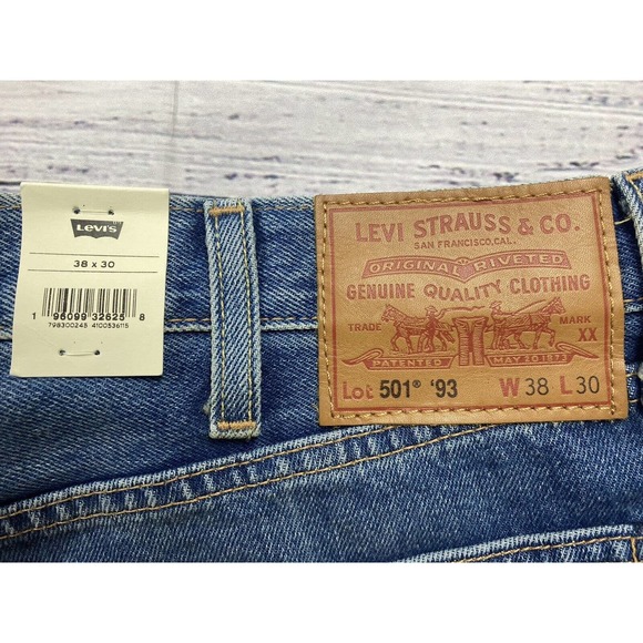 NWT Levi's Premium Mens 38x30 501 93 Straight Paint Splatter Jeans Big E Vtg - Picture 9 of 9